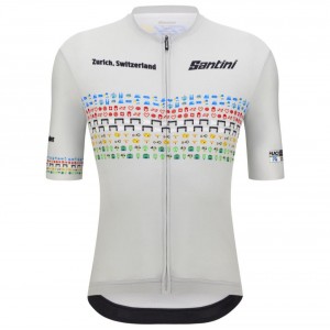 Bekleidung Herren Zurich 2024 Santini UCI Masters Weltmeister trikot-Grau Bekleidung Herren Zurich 2024 Santini UCI Masters Weltmeister trikot-Grau