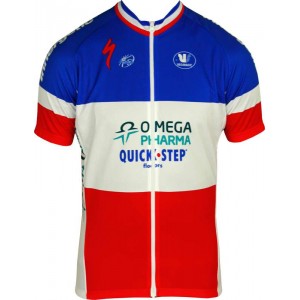 OMEGA PHARMA-QUICKSTEP Französischer Zeitfahrmeister 2012/13-Kurzarmtrikot mit langem Reißverschluss