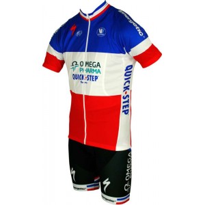 OMEGA PHARMA-QUICKSTEP Französischer Zeitfahrmeister 2012/13-Kurzarmtrikot mit langem Reißverschluss